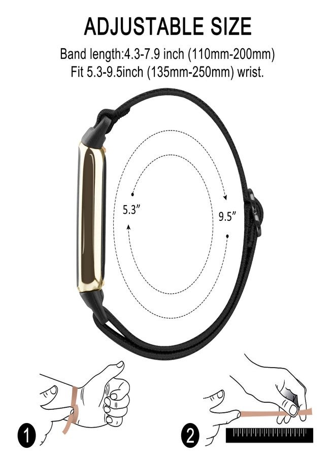 Meliya Band Compatible with Fitbit Luxe Bands for Women Men, Soft Elastic Nylon Wristband Replacement Sport Strap for Fitbit Luxe Fitness Tracker (Black) - Image 4